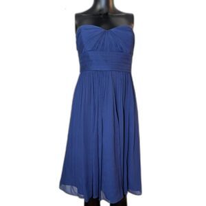 J.Crew 100% Silk Strapless Sweetheart Cobalt Blue Dress 10 Bridesmaid